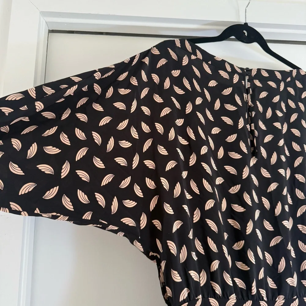 Diane Von Furstenburg 100% Silk Lucy Printed Black Jumpsuit 8 Selena Gomez Y2K